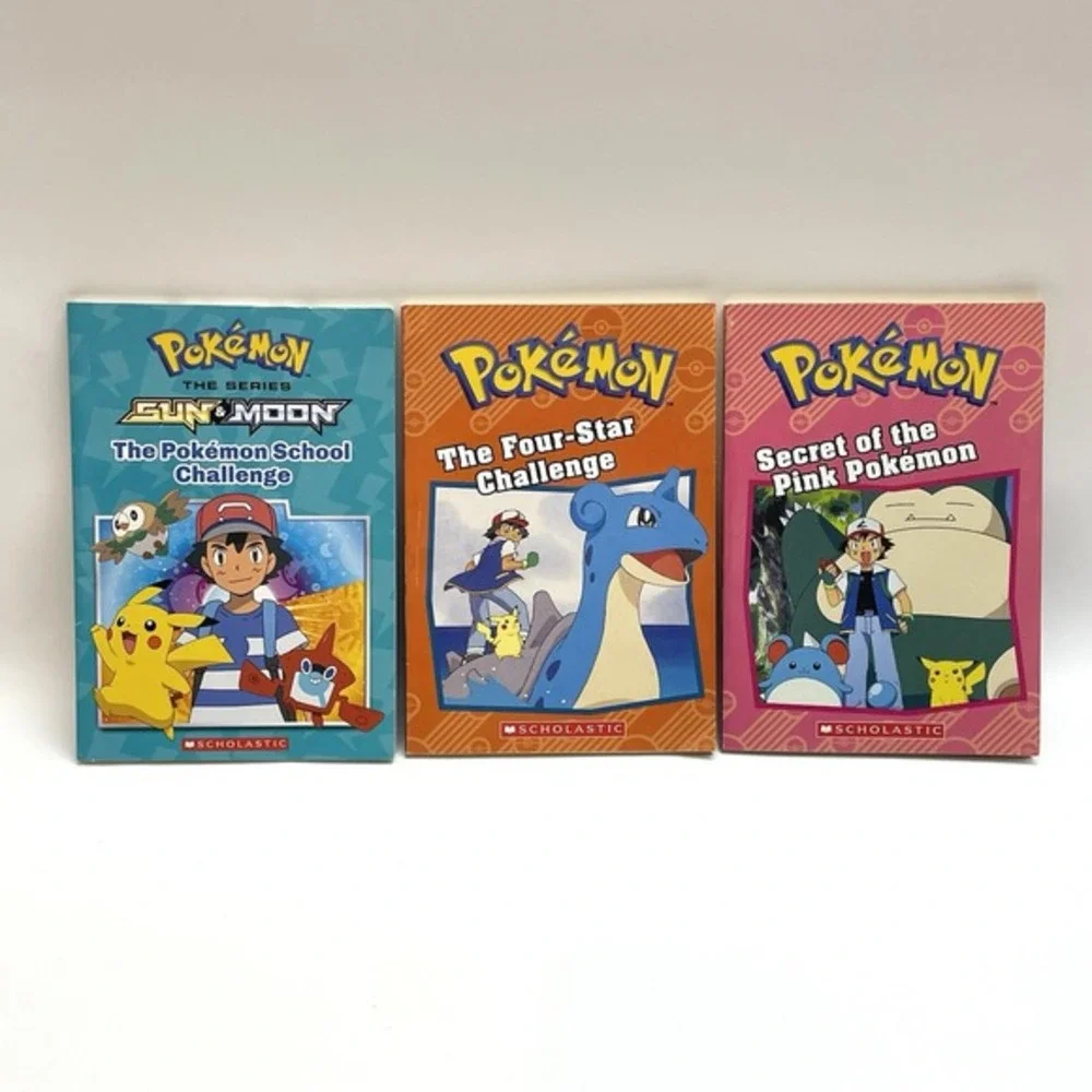 Lot of 3 Scholastic Paperback‎ Pokémon Books 2017 Ash Catchem Pikachu
